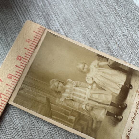 Antique Cabinet Card Photo 2 Children c.1890s J. Tollner Photographer Canby Ohio - Picture 5 of 5